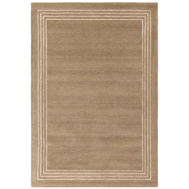 Asiatic London Orlo Natural Framed Brown Cocoa Hand-Carved Wool Textured Bordered Rug
