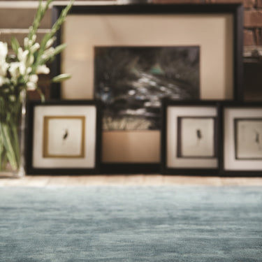 Luxury Plain Karma Guru Soft Silky Viscose Rug in Aegean