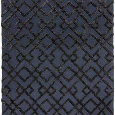 Dixon Hand Woven Diamond Trellis Luxury Wool Rug in Black Gold Silver Grey