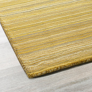 Origins Fine Stripes Hand Loom Woven Wool Rug Halway in Ochre