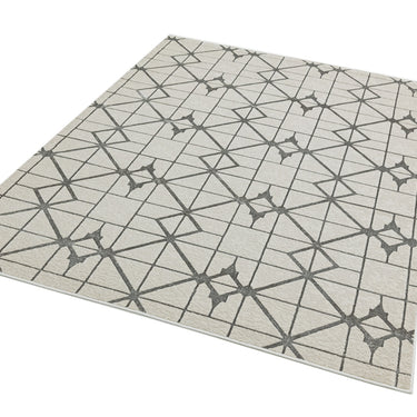 Aurora Lattice AU11 Modern Geometric Metallic Silver Beige Rug