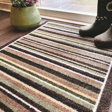 My Nylon Pattern Stripe Green Washable Non-Slip Textured Striped Hallway Runner Rug
