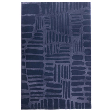 Origins Pathway Navy Blue Non-Slip Cotton Abstract Rug