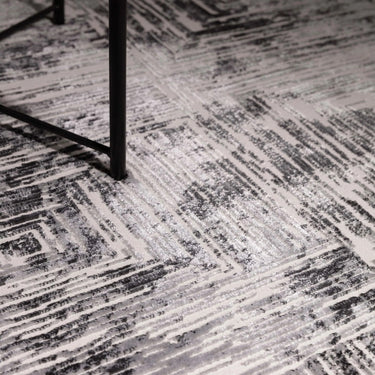 Asiatic London Kuza Portrait New Linear Pattern Grey Polypropylene Abstract Textured Distressed Rug