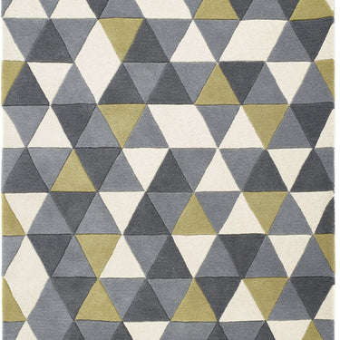 Origins Honeycomb Luxurious Grey Ochre Handmade Wool Geometric Rug 80x150 cm