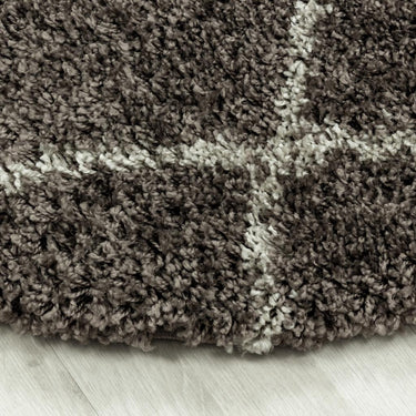 Modern Alvor Geometric Soft Plush Shaggy Circle Round Rug in Beige, Cream, Grey, Taupe