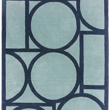 Asiatic London Metro Retro Tufted Blue Wool Geometric Modern Rug