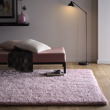 Chicago Shaggy Modern Plain Rug Hallway Runner Circle in Pink