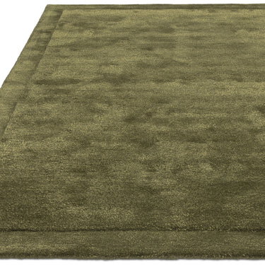 Asiatic London Rise Soft Silky Shiny Olive Green Hand-Carved Wool Viscose Cotton Rug
