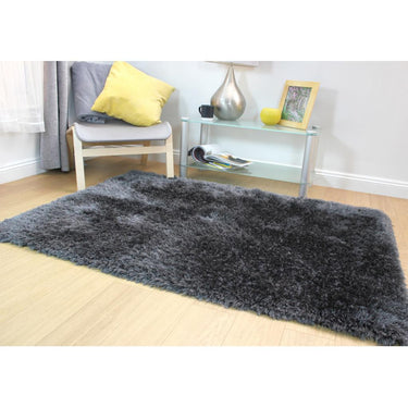 Lush Soft Silky Quality Shaggy Charcoal Rug in 80 x 150 cm (2'6''x5'0'')
