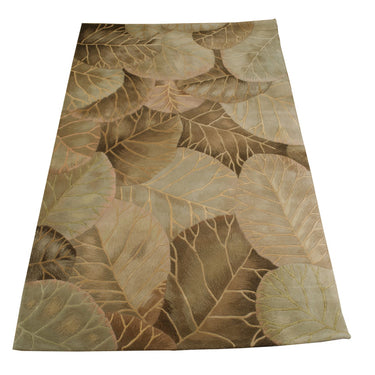 Nourison Tropics TS12 Brown Green Pure Tufted Wool Cotton Floral Rug 160x251 cm