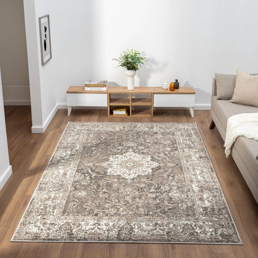 URCO 865AC Classic Anthracite Traditional Vintage Textured Bordered Hallway Runner Rug