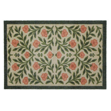 My Nylon Pattern Pink Botanical Washable Non-Slip Bordered Doormat