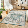 URCO Nova Nico Forest Green Polypropylene Traditional Vintage Bordered Rug - X-Small 40x60 cm (1'3"x1'11")