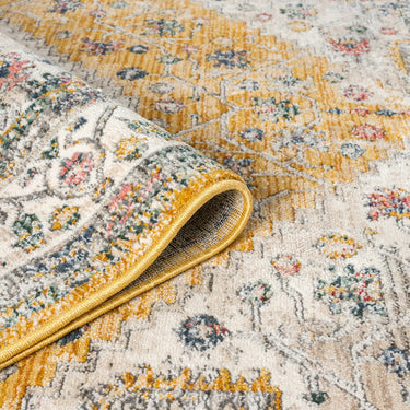 URCO Nova Enzo Cream Gold Polypropylene Traditional Vintage Bordered Rug