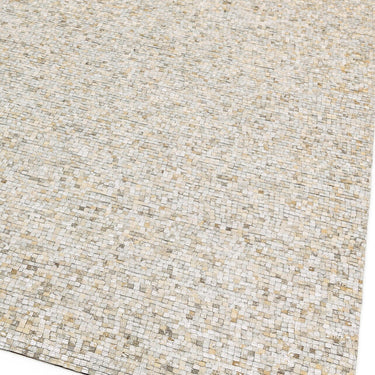 Elona Mosaic Cowhide Hand Made Flatweave Patchwork Leather Rug in Silver