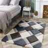 Origins 3D Geo Silky Diamond Blue Hand-Carved Shaggy Geometric Rug - Small 80x150 cm (2'6"x5')