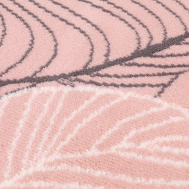 Modern Poly Autumn Leaves Rug in Pink, Grey and Navy