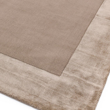 Ascot Modern Plain Hand Woven Wool Viscose Bordered Sand Beige Rug