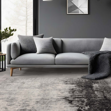 Nova Distress Abstract Modern Painterly Rug in Grey, Orange
