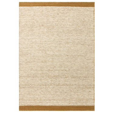 Asiatic London Lima Natural Weaves Gold Contrasting Edge Hand-Woven Wool Cotton Textured Rug