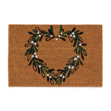 My Printed Coir Mistletoe Heart Non-Slip Plain Doormat 45x75 cm