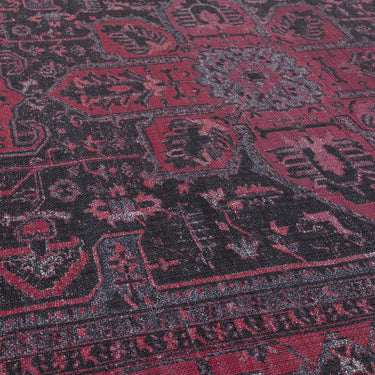 Kaya Alya KY16 Traditional Classic Persian Floral Flatweave Washable Rug in Pink Black