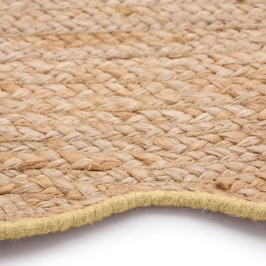 Origins Jute Natural Hand Made Stitched Scalloped Edge Yellow Rug or Hallway Runner