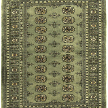 Bokhara Hand Made Rug Traditional Classic Wool Bordered Soft Green Rug