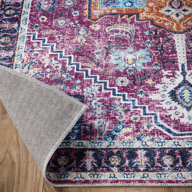Origins Granada Ruby Vibrant Coloured Red Washable Non-Slip Cotton Chenille Rug