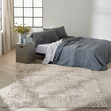 Calvin Irradiant IRR01 Cream Black Abstract Geometric Textured Rug