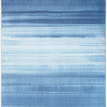 Calvin LDR01 CK031 Launder Aqua Blue Washable Cotton Abstract Flatweave Rug