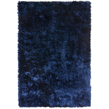 Asiatic London Whisper Silky Shiny High Pile Navy Blue Shaggy Textured Plush Rug