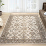550AQ Classic Cream Light Brown Traditional Vintage Textured Bordered Hallway Runner Rug - Small 80x150 cm (2'6"x5')