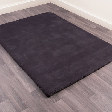 Lulu Plain Extra Soft Shaggy Rug in Charcoal
