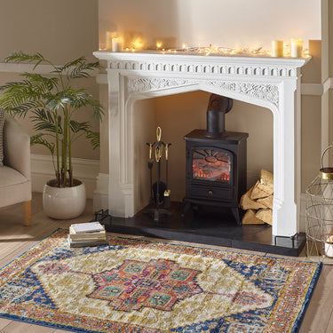 Origins Granada Traditional Bordered Rug & Hallway Runner in Amber 200 x 290 cm