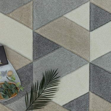 Sketch Rhombus Geometric Hand Carved Rugs in Grey Pastel Multicolour