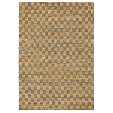 Naturi Hand Woven Jute Rug Reversible Checkerboard Flatweave Rug in Olive Green