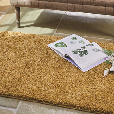 Origins My Ochre Yellow Washable Non-Slip Polypropylene Shaggy Rug