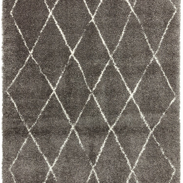 Rocco Diamond Moroccan Tribal Berber Fringed Shaggy Rug in Grey Cream Pink