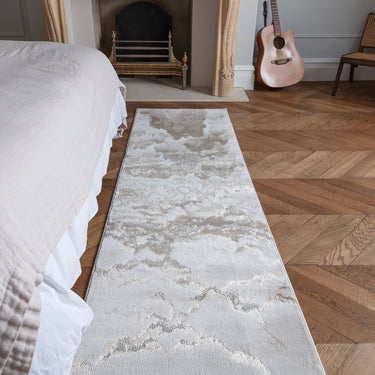 Aurora Linea AU17 Modern Marbled Shiny Metallic Beige Bronze Rug Hallway Runner