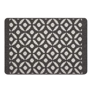 My Stain Resistant Crescent Pattern Charcoal Washable Non-Slip Polypropylene Geometric Hallway Runner Rug
