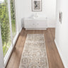 553A2 Classic Cream Beige Traditional Vintage Textured Bordered Hallway Runner Rug - Runner 80x300 cm (2'7"x10')