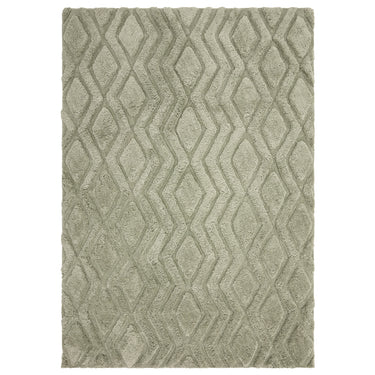 Asiatic London Harrison Sage Green Living Diamond Shaped Super Handmade Shaggy Geometric Rug