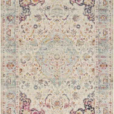 Nourison Kashan VKA13 Medallion Blue Gold Polypropylene Traditional Vintage Floral Rug