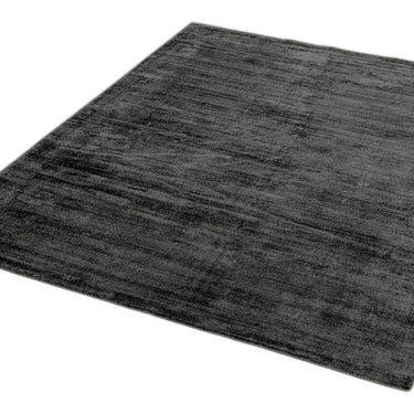 Blade Plain Silky Viscose Soft Shiny Rug Runner in Charcoal Grey