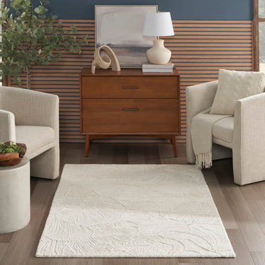 Avra AVR01 Ivory Tufted Botanical Design Rayon Handmade Wool Cotton Floral Rug