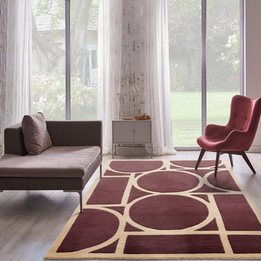 Asiatic London Metro Retro Tufted Plum Purple Wool Geometric Modern Rug