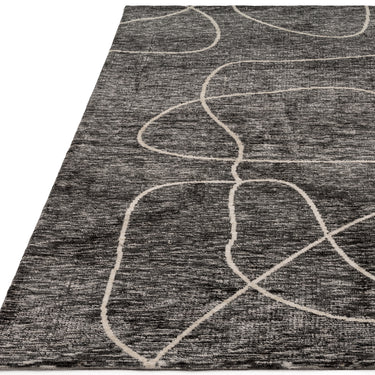 Mason Linear Abstract Modern Rug in Black Cream