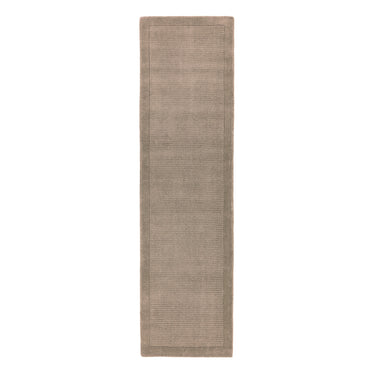 York 100% Wool Rug for Living Room Bedroom Hand Made Modern Plain Bordered Rug in Taupe